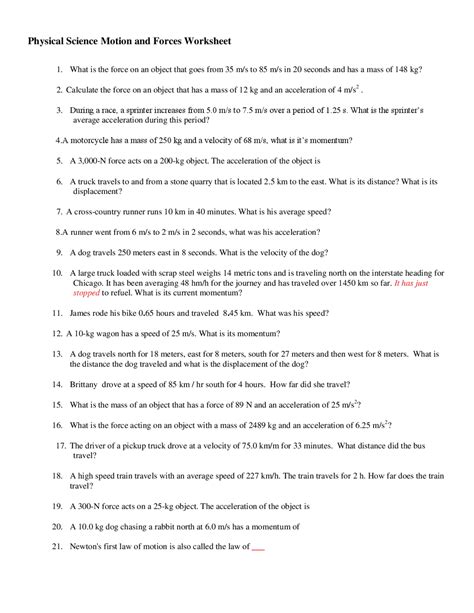 Physical Science Answers