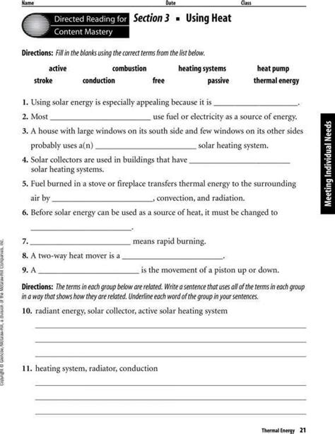 Physical Science Chapter 5 Thermal Energy Worksheet 1 Thermal Energy Transfer Worksheet Answer Key - Thermal Energy Transfer Worksheet Answer Key
