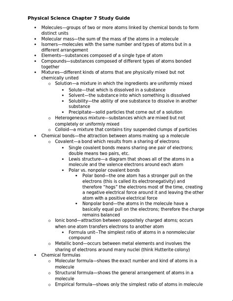 Physical Science Chapter 7 Study Guide Answers