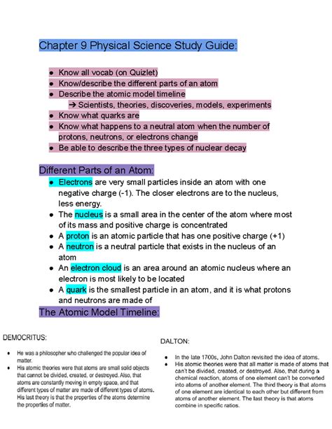 Physical Science Chapter 9 Study Guide Answers