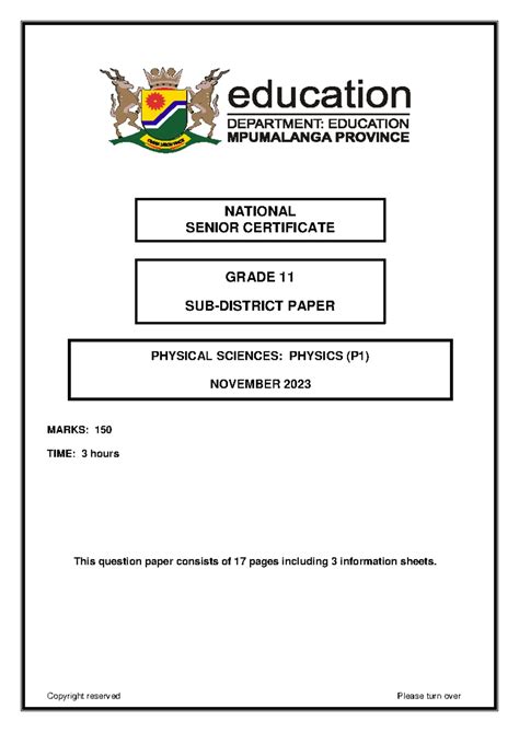 Physical Science Common Paper 1 Grade 10