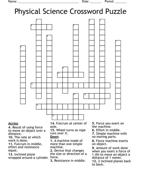 Physical Science Crossword Puzzle Answers   Physical Science Vocabulary - Physical Science Crossword Puzzle Answers
