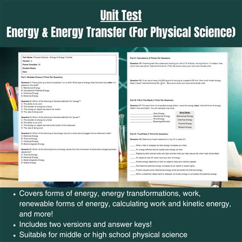 Physical Science Energy Test Answer Key