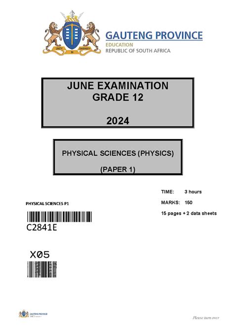 Physical Science Grade 12 Exam Papers 2008 Memo