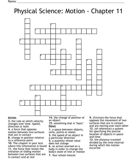 Physical Science Motion Chapter 11 Crossword Wordmint Physical Science Crossword Puzzle - Physical Science Crossword Puzzle
