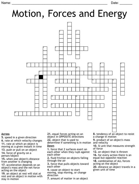 Physical Science Motion Crossword Crossword Labs Physical Science Crossword Puzzle - Physical Science Crossword Puzzle