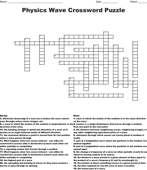 Physical Science Motion Crossword Puzzle Physical Science Crossword Puzzle - Physical Science Crossword Puzzle