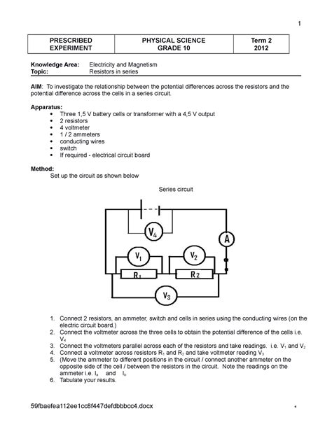 physical science prescribed experiment for term 2