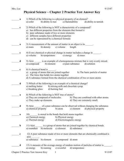physical science test answer key ch 21