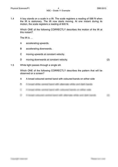 physical sciences exemplar 2013 grade 10