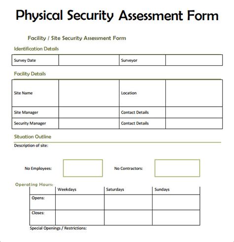 physical security survey template