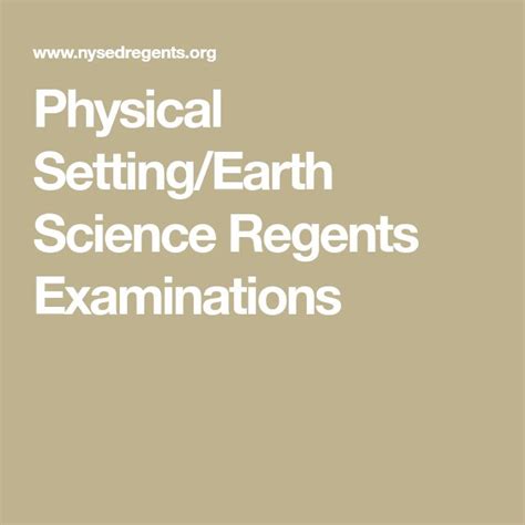 Physical Setting Earth Science Regents Examinations Earth Science Practical - Earth Science Practical