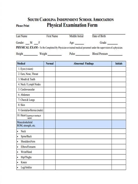 Download Physical Assessment Documentation Form 