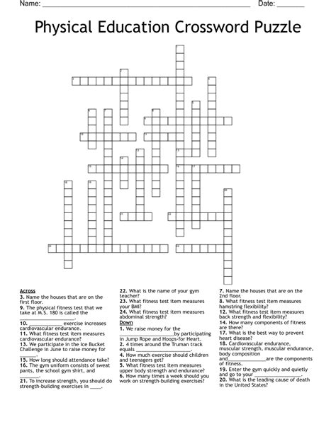 Full Download Physical Education 31 Crossword Answers 
