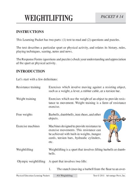 Download Physical Education Learning Packet 13 Answers 