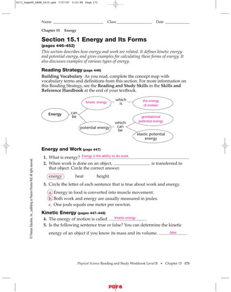 Read Physical Science Chapter 15 Energy Wordwise Anwaers 