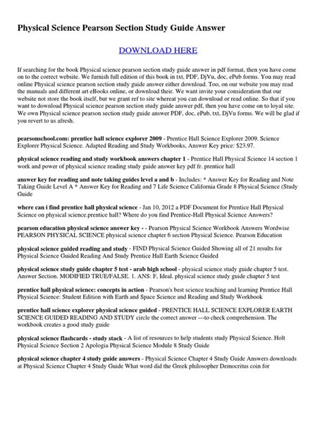 Full Download Physical Science Pearson Section Study Guide Answer 