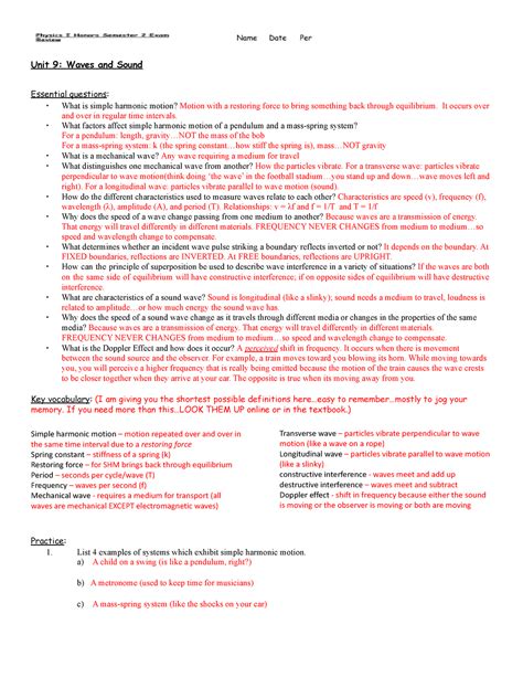 Download Physical Science Semester 2 Course Review Answer 