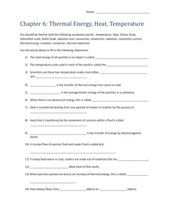 Read Online Physical Science Thermal Energy Chapter Test Answers 