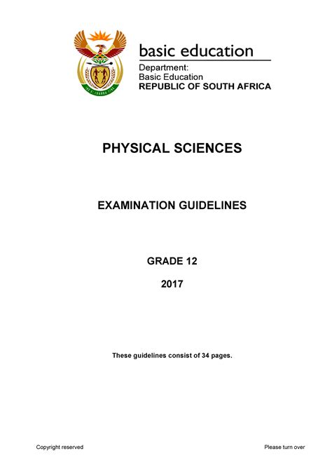Full Download Physical Sciences Examination Guidelines Grade 12 