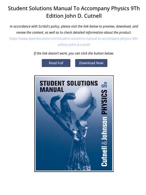 Physics 207 9th Edition Cutnell And Johnson