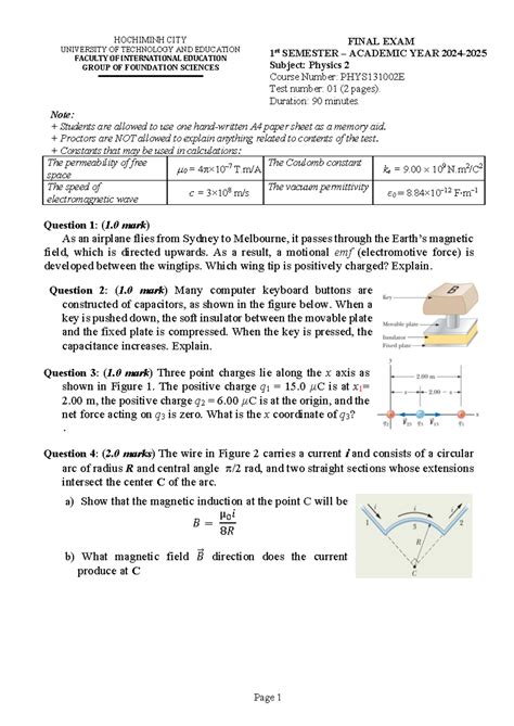 Physics B Second Semester Final
