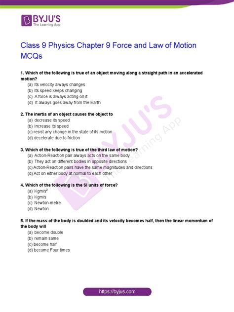 Physics Class 9 Force And Laws Of Motion