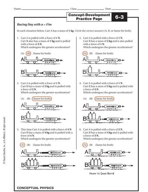 physics concept development practice page answers