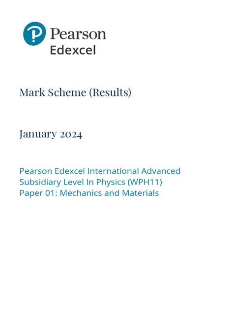 Physics Edexcel Jan 2014 Mark Scheme