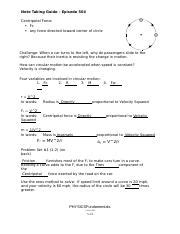 Physics Fundamentals Episode 504 Note Taking Guide