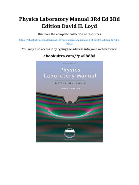 Physics Laboratorydavid H Loyd 3rd Edition