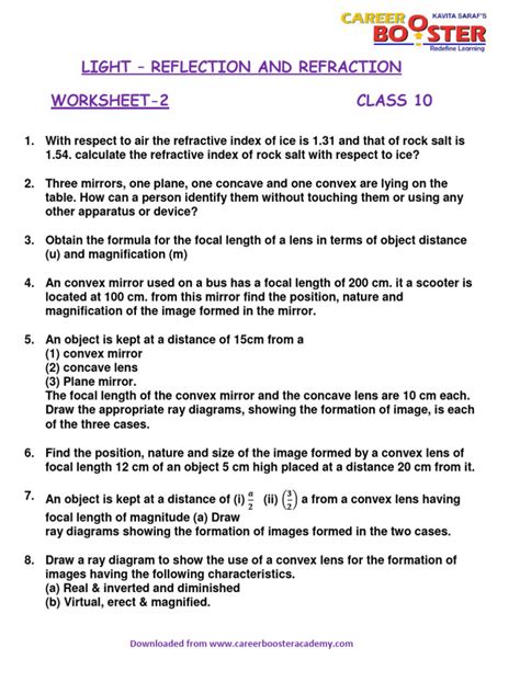 Physics Light Reflection Answers