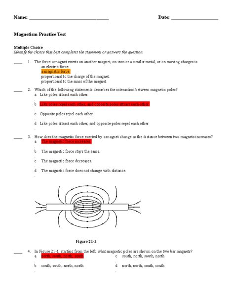 physics magnetism practice test