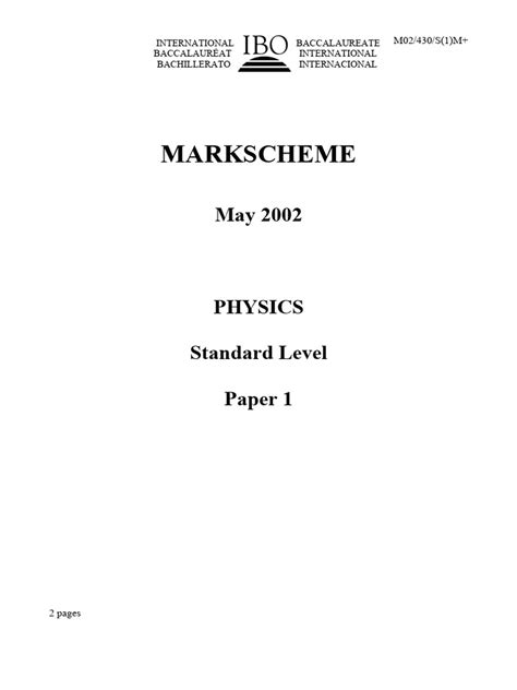 Physics May November 2002 Mark Scheme 0625