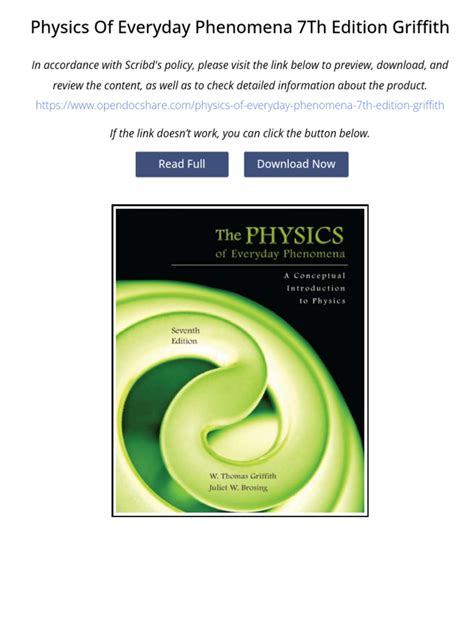 Physics Of Everyday Phenomena 7th Edition Answers