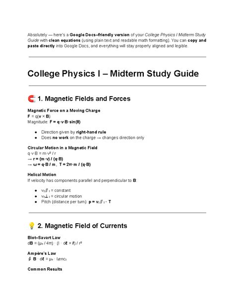 Physics Study Guide Magnetic Fields