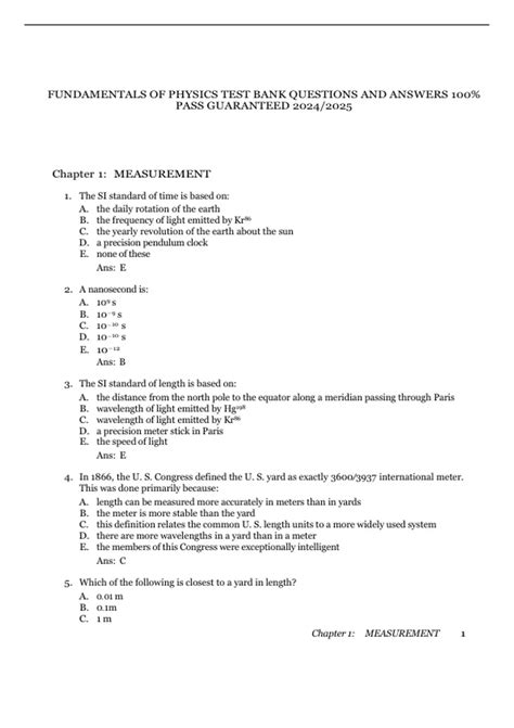 physics test bank questions with answer