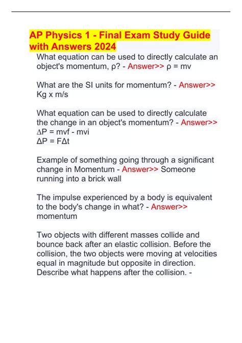 Read Online Physics 1 Final Exam With Answers 