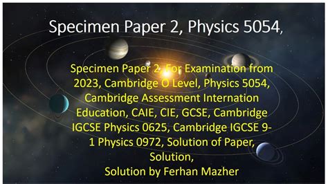 Read Physics Additional Science Specimen Paper 