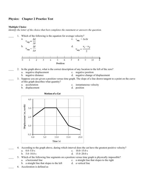 Read Physics Chapter 2 Practice Test 