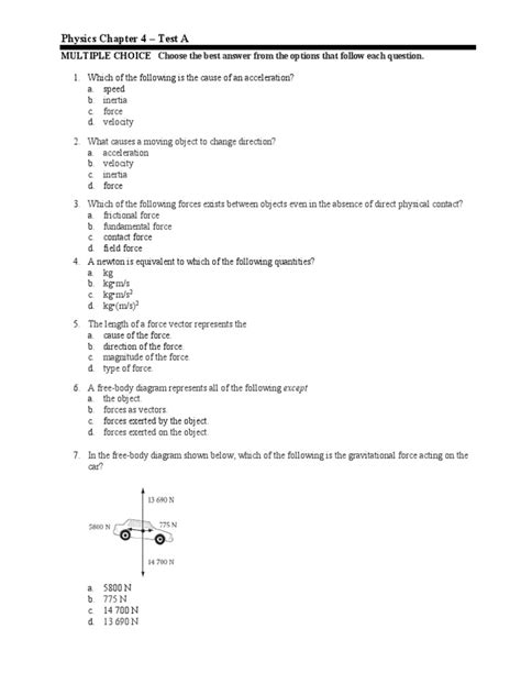 Download Physics Chapter 4 Test 