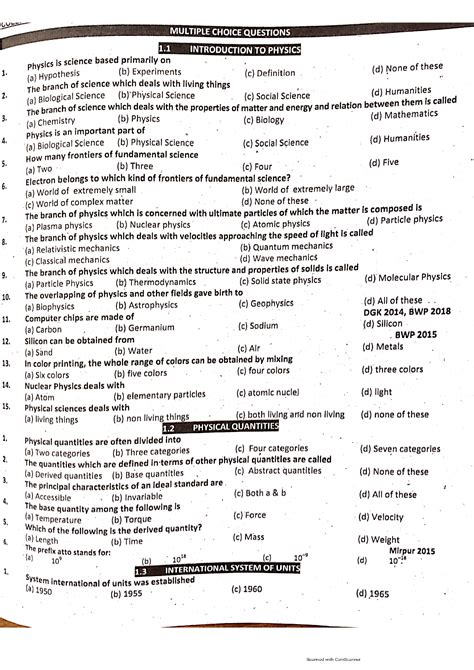 Read Online Physics Engineering First Year Mcq 