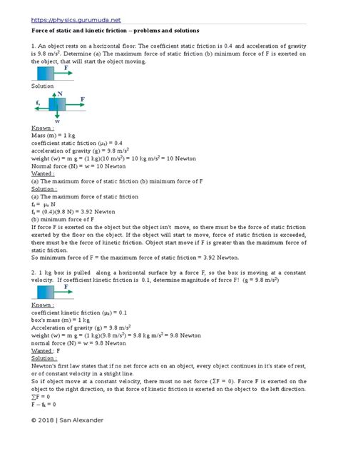 Read Online Physics Friction Problems And Solutions 