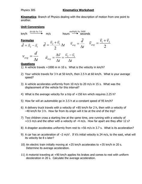 Full Download Physics Homework 1 Kinematics Displacement Velocity 