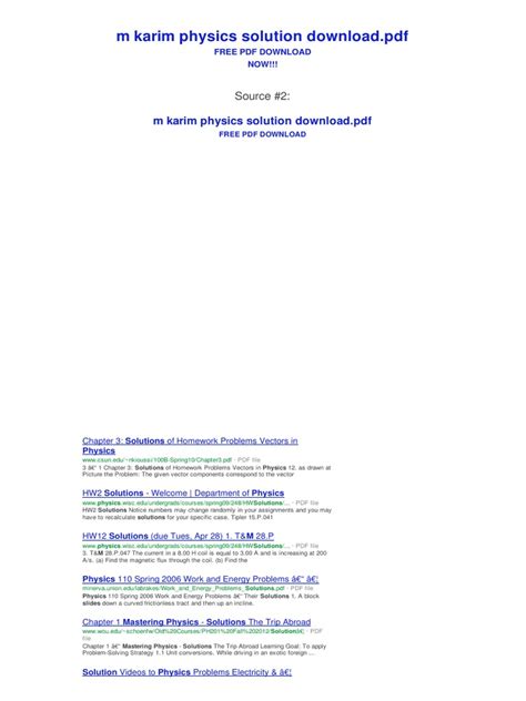 Read Online Physics M Karim Solution 