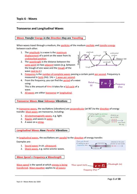 Read Online Physics Revision Notes Waves Lanther 