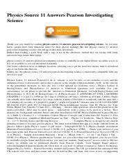 Full Download Physics Source 11 Answers Pearson Investigating Science 