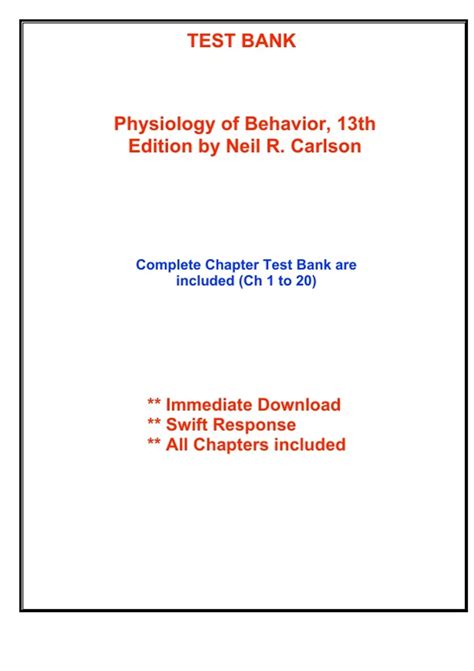 physiology of behavior test bank questions