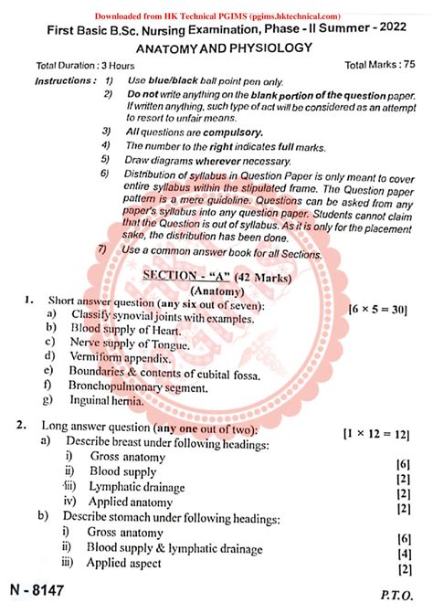 Download Physiology Question Papers And Memo Old Curriculum 