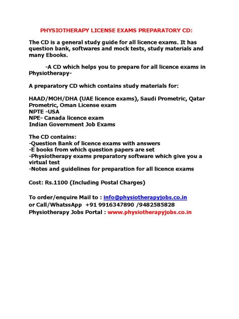 Physiotherapy License Exam